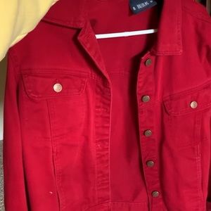 Red denim jacket